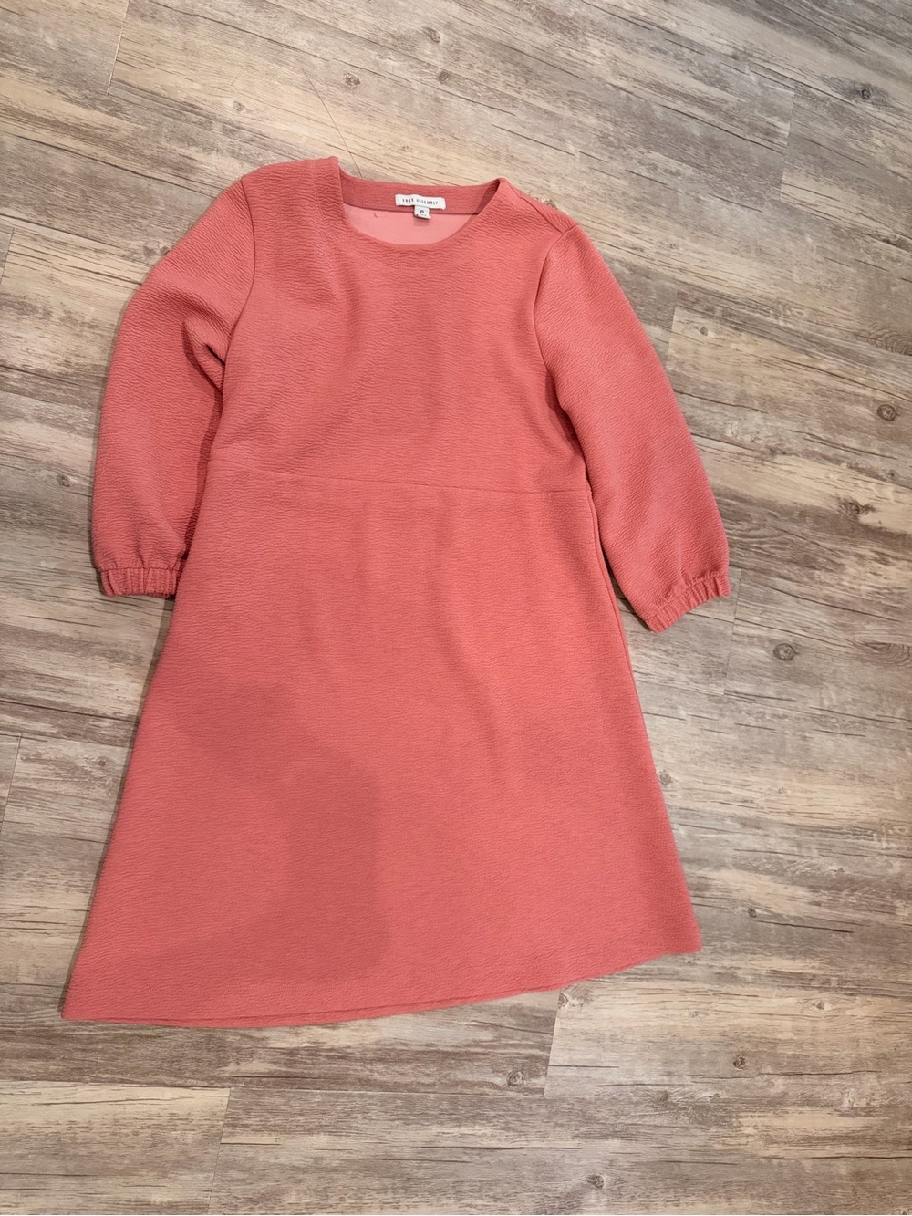 Long-Sleeve A-Line Dress in Coral Pink
